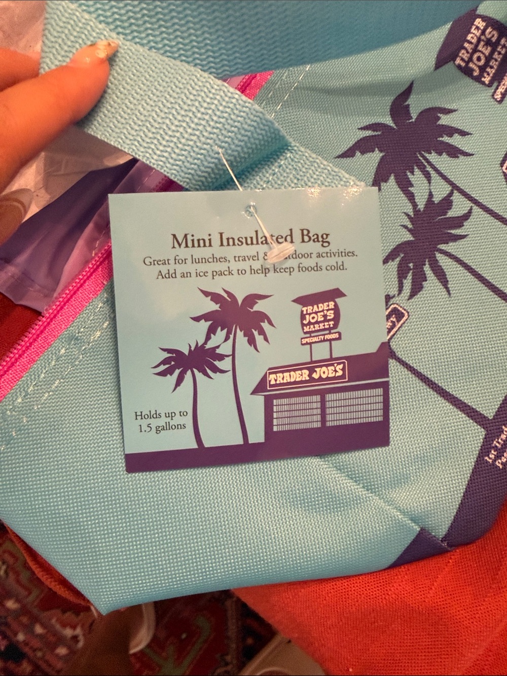 NWT Trader Joe's Blue & Purple Mini Insulated Lunch Bag - Picture 4 of 4